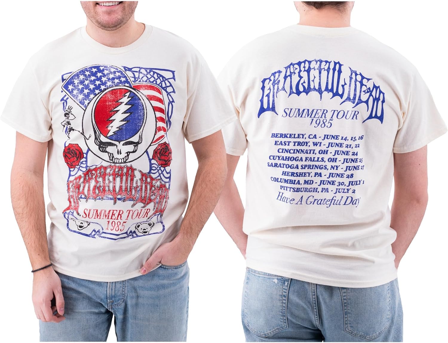 Ripple Junction Grateful Dead Men's Graphic T-Shirt Vintage Concert Tours Officially Licensed - Image 2