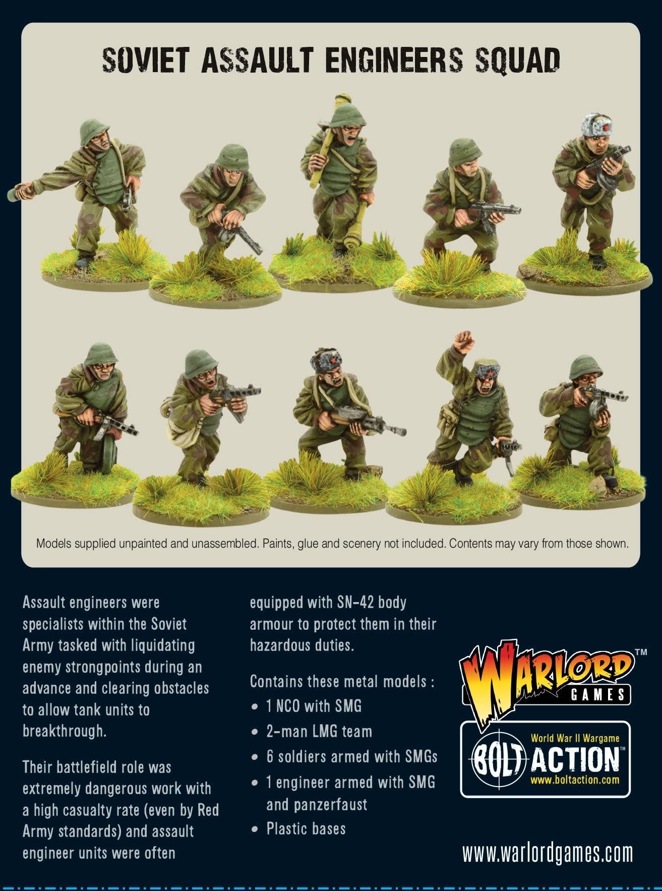 Bolt Action Warlord Games, escuadrón de ingenieros de asalto soviético