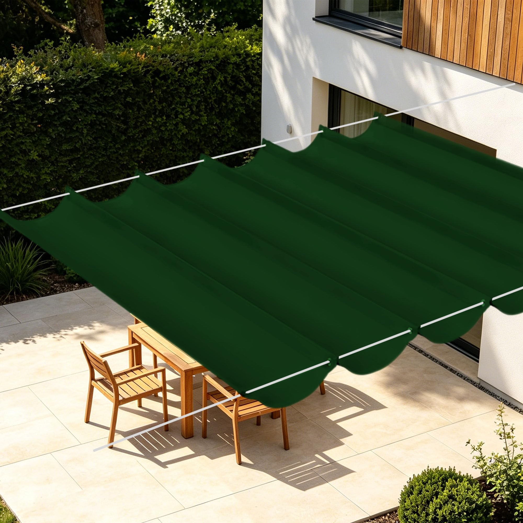 Voiles d'ombrage rétractable 4x3.4m étanche sable et vert