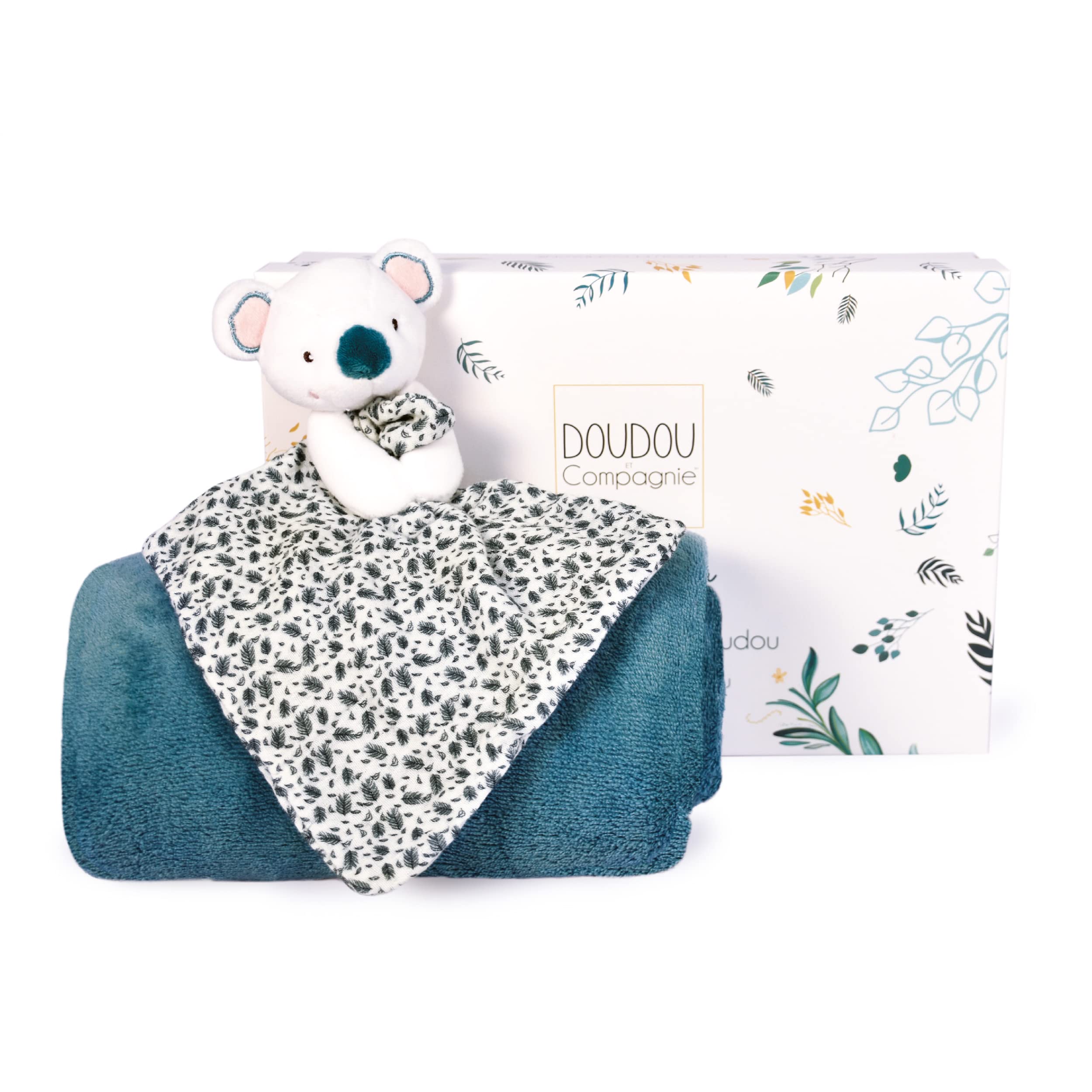 Doudou Et Compagnie – Plaid Bébé Tout Doux 100x70 Cm Avec Doudou Koala, Coffret Naissance Fille/garçon, Bleu