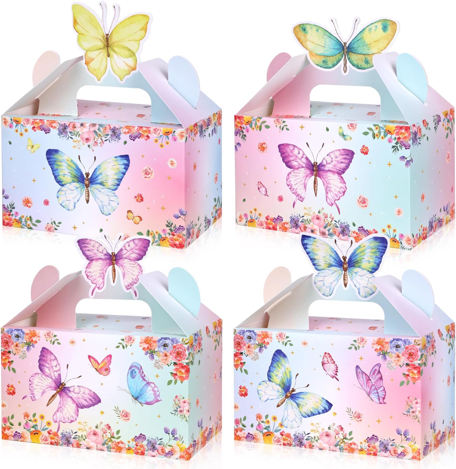 VGOODALL 12PCS Butterfly Party Favor Boxes, Goodie Gable Treat Box Paper Candy Containers for Birthday Baby Shower Wedding Party
