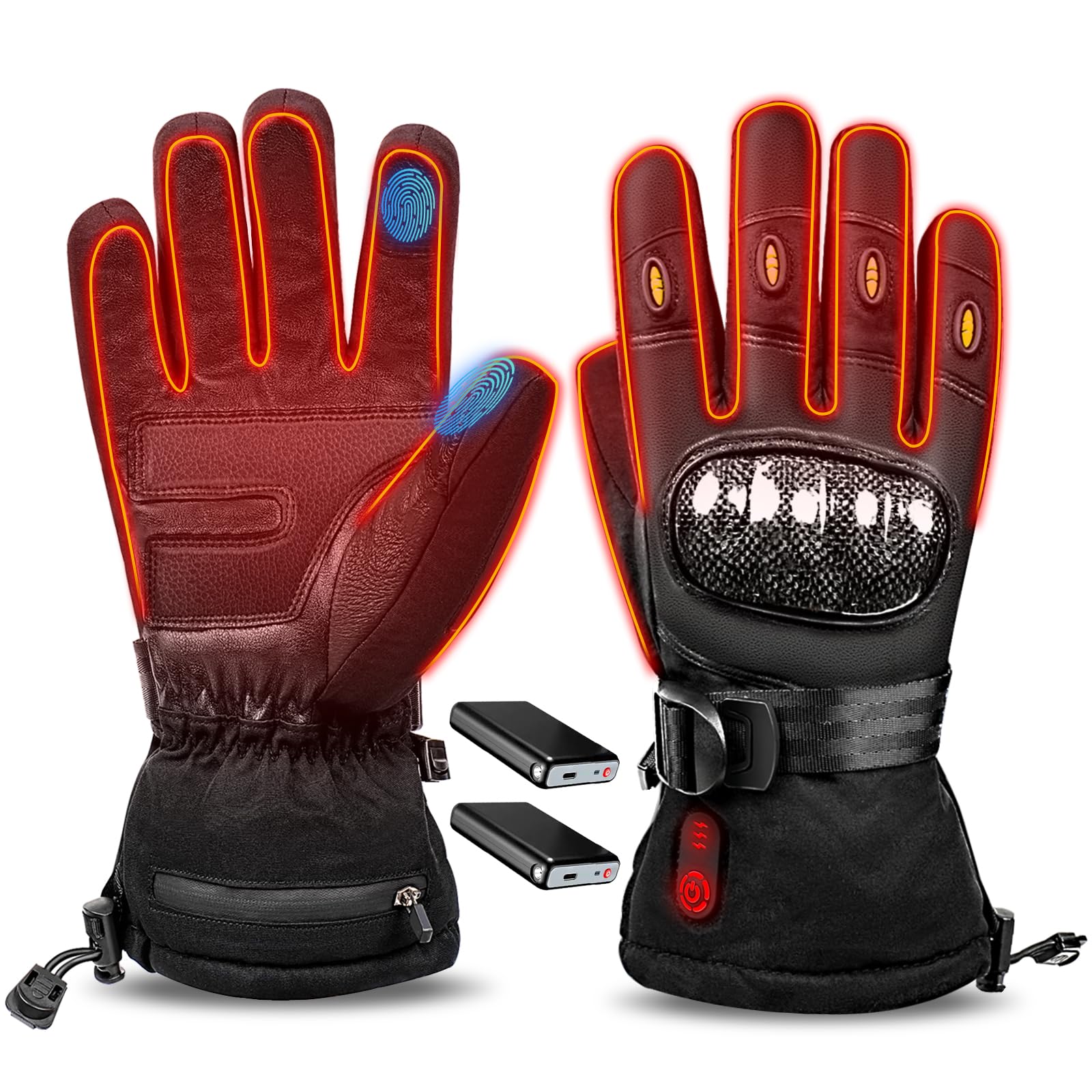 SEASAND Heated Gloves for Men Women, Automatic Induction Heating, Rechargeable Battery (7.4V 3000mAh), Suitable for Outdoor Work in Winter, Fishing/Skiing/Motorcycle/Hiking/Camping (Small/Medium)