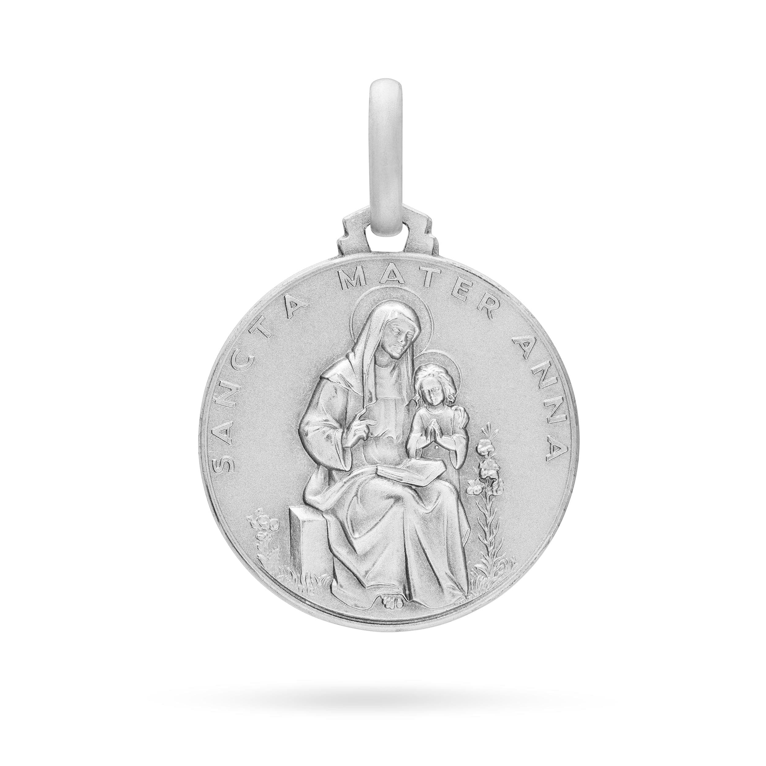 Mondo Cattolico Medaglia Sant'Anna in Argento 925, Ciondolo Religioso Cattolico, Medaglietta Sacra per Donna e Uomo, Gioiello Religioso Made in Italy