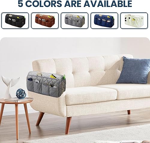 Miniatura 7 de Organizador para sillón, organizador impermeable para reposabrazos de sofá, organizador reclinable antideslizante, soporte remoto para reclinable,