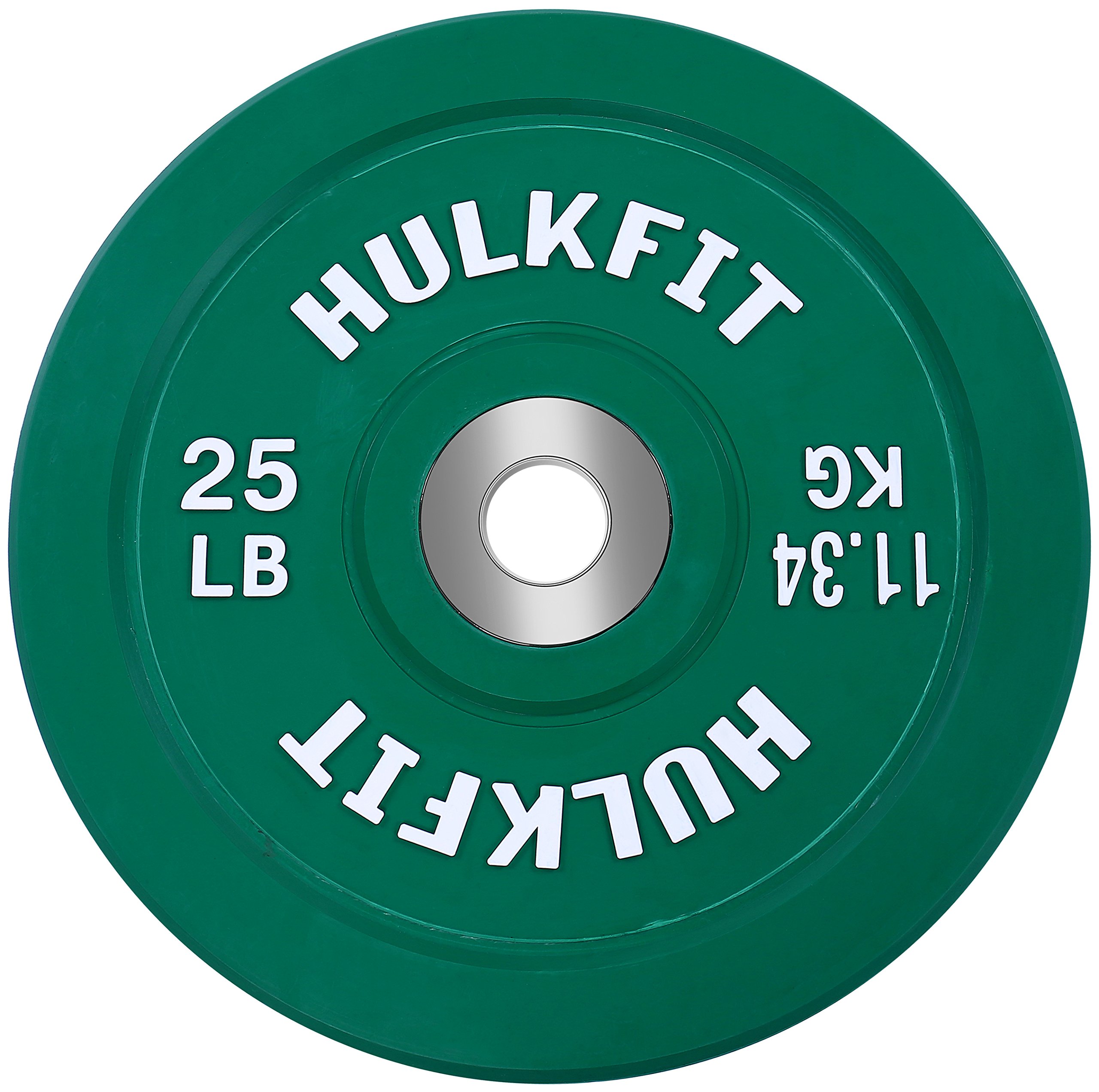 HulkFitColor Coded Olympic 2-Inch Rubber Bumper Plate with Steel Hub for Strength Training, Weightlifting and Crossfit, Single