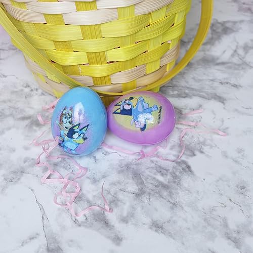 Miniatura 4 de Huevos de Pascua con temática de Bluey, bolsas de dulces duros rojos en el interior, ideales para caza de huevos, 2.47 onzas, 14 unidades