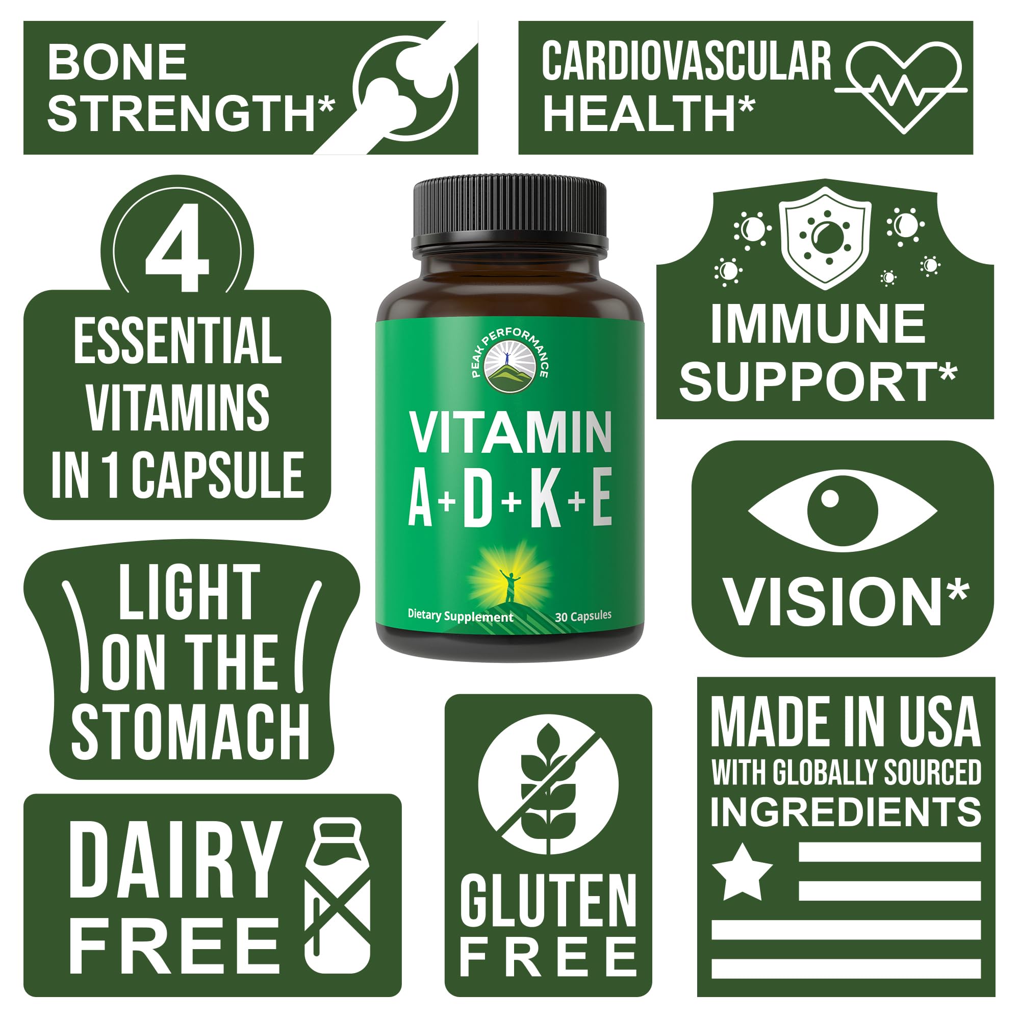 Peak Performance Vitamins D 5,000 iu + A + K + E All in 1 Vegan Capsule — Amazon image 7