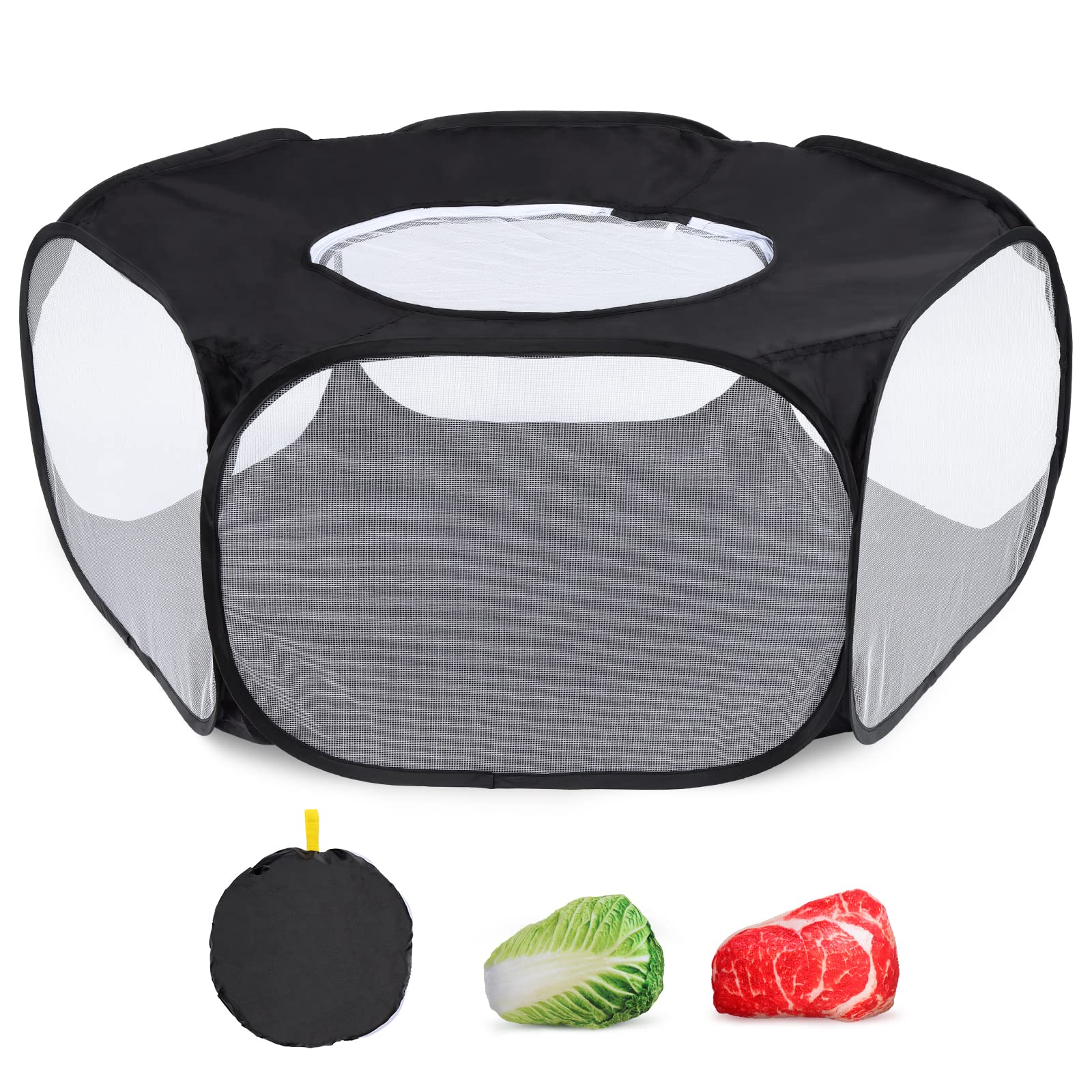 KEESIN Corralito para hámster, Bolígrafo de Malla Transpirable con Cubierta de Cremallera, Impermeable, Plegable, Portátil, para Interiores y Exteriores, Valla para Mascotas para Animales Pequeños