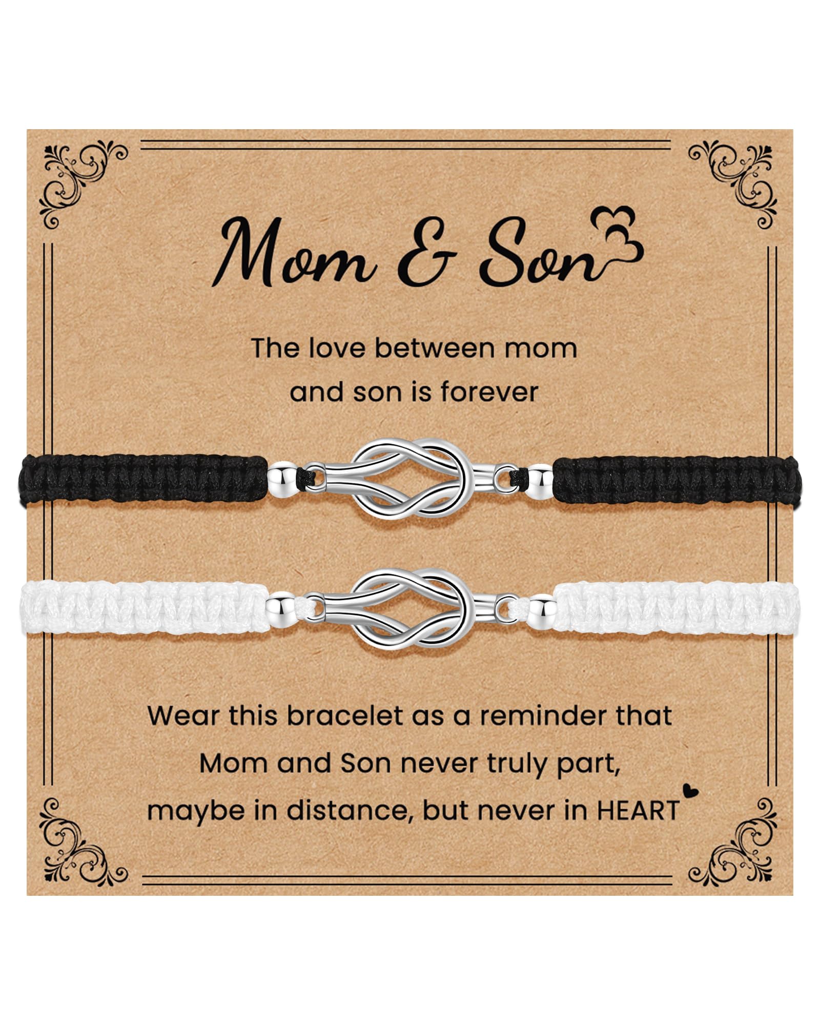 YELUWA 2 Pcs Mother Daughter/Son Bracelets, Back to School Gift