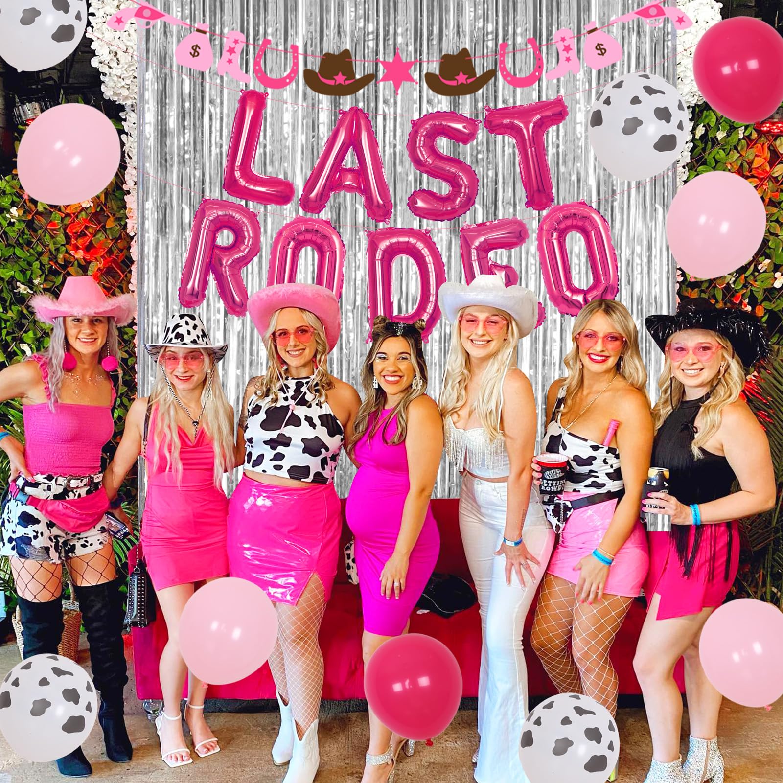 Last Rodeo Decorazioni per addio al nubilato, Western Cowgirl Ghirlanda Bride To Be Sash Palloncini rosa caldo, forniture per feste di addio al nubilato