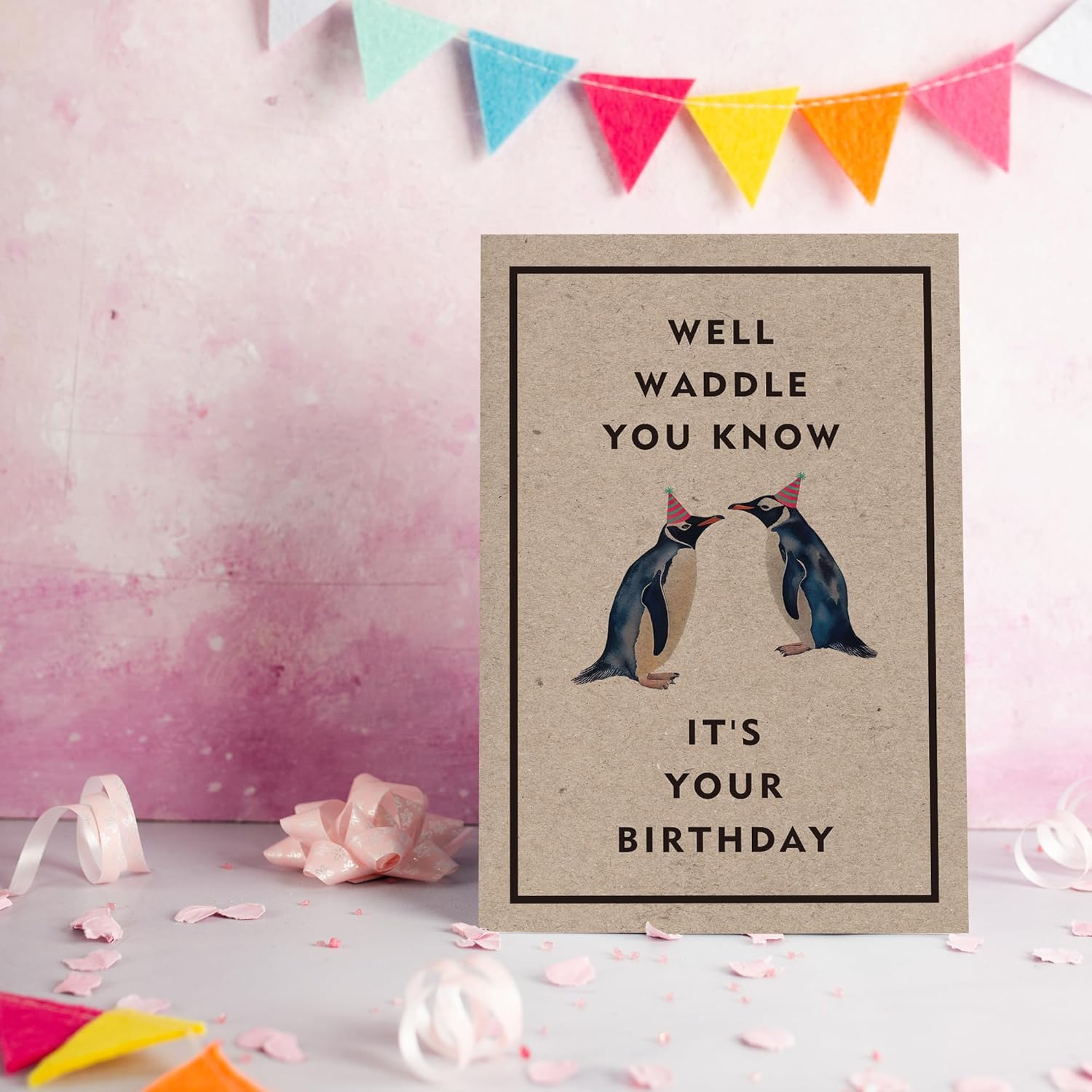 Penguin Pun Birthday Card - - Animal Pun Card Well Waddle You Know It's Your Birthday - Cute Birthday Card - Image 4
