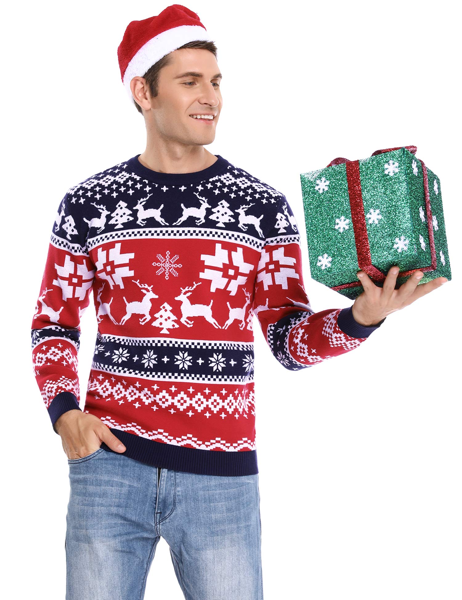 iClosam Maglione Natalizio Unisex Donna Uomo Invernale Stampare Cotone Ugly Sweater Pullover Maglieria Maglia Felpa Maglioni Sweatshirt Christmas Jumper