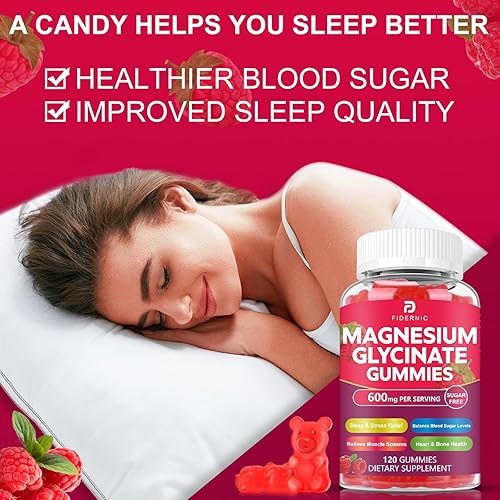 Miniatura 7 de Gomitas de glicinato de magnesio 600 mg  Suplemento de magnesio y potasio sin azúcar con malato de magnesio, vitamina D3, B6 y CoQ10 para adultos y