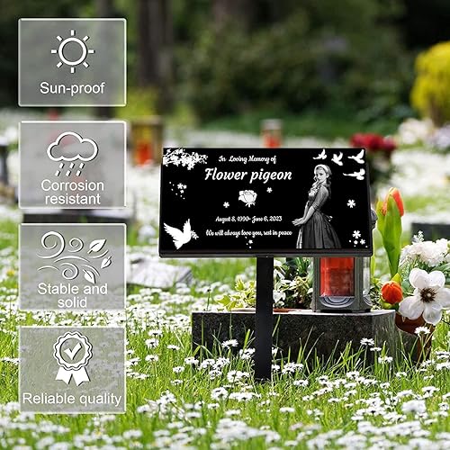 Miniatura 3 de Piedra de granito conmemorativa personalizada, lápidas para tumbas, piedras conmemorativas de jardín, placas conmemorativas para exteriores, lápidas