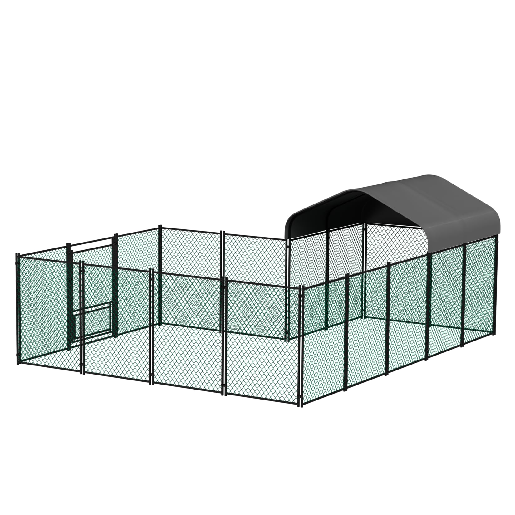 BingoPaw Poulailler Enclos Extérieur 10 m², Parc à Poules Grillagé Cage à Poule Grande Taille Cadre en Acier Galvanisé avec Bâche