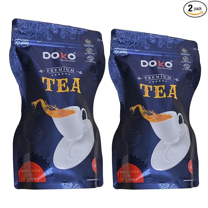DOKO THE FRESH BASKET Premium CTC Tea (Pack of 2), 1 kg Black Tea, Blended With Assam Tea Darjeeling & Dooars, Pure CTC Tea, Natural Aroma, Freshness Of Garden at Rs. 299
