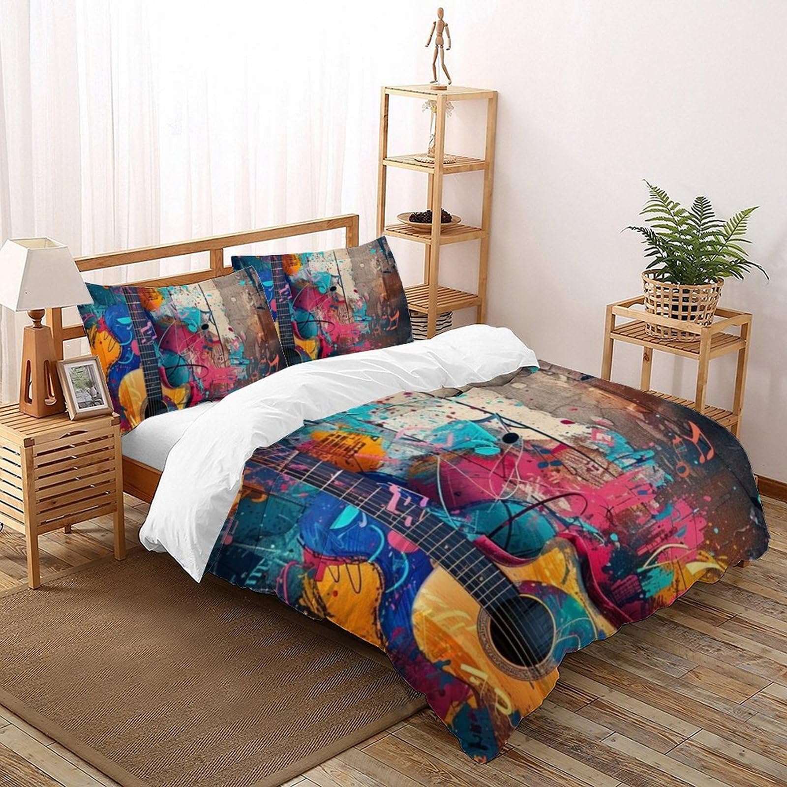 Housse de couette guitare 100% coton de luxe parure grand lit 260x220