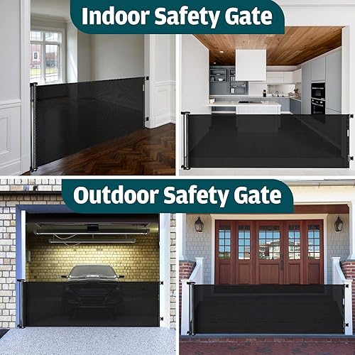 Miniatura 7 de Puertas retráctiles para bebés de 105 pulgadas, extra anchas retráctiles para perros, puertas extra anchas para bebés para aberturas grandes,