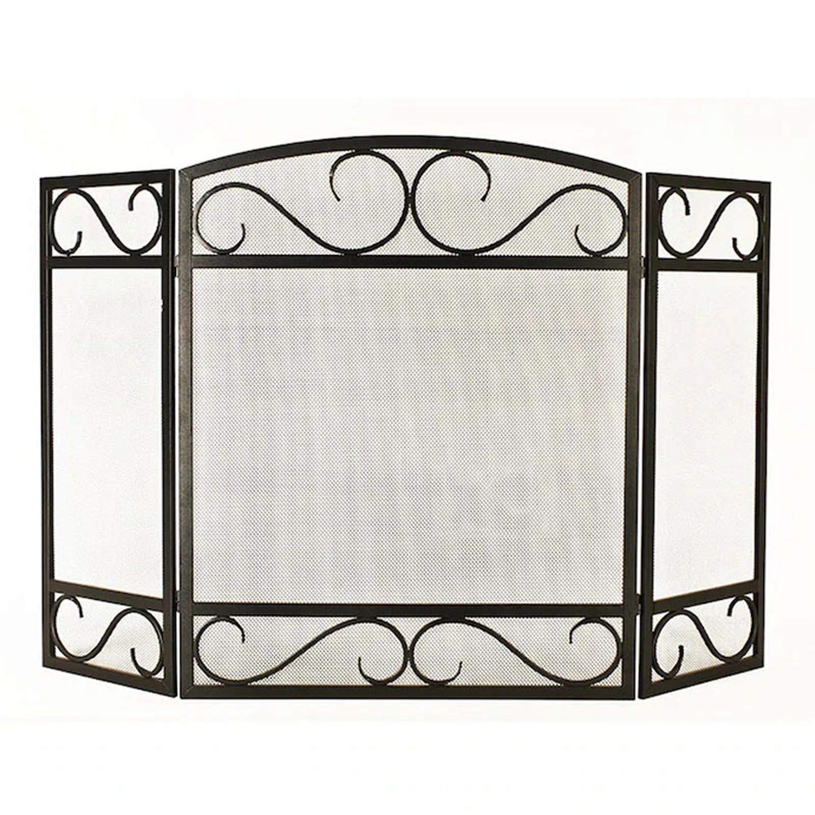 Schermi per Caminetti di Guardia Schermo pieghevole a 3 pannello in ferro for camino Schermo pieghevole Schermo divisorio, 31,5 pollici × 48,8 pollici, nero Accessori per Caminetti in Rete Decorativa