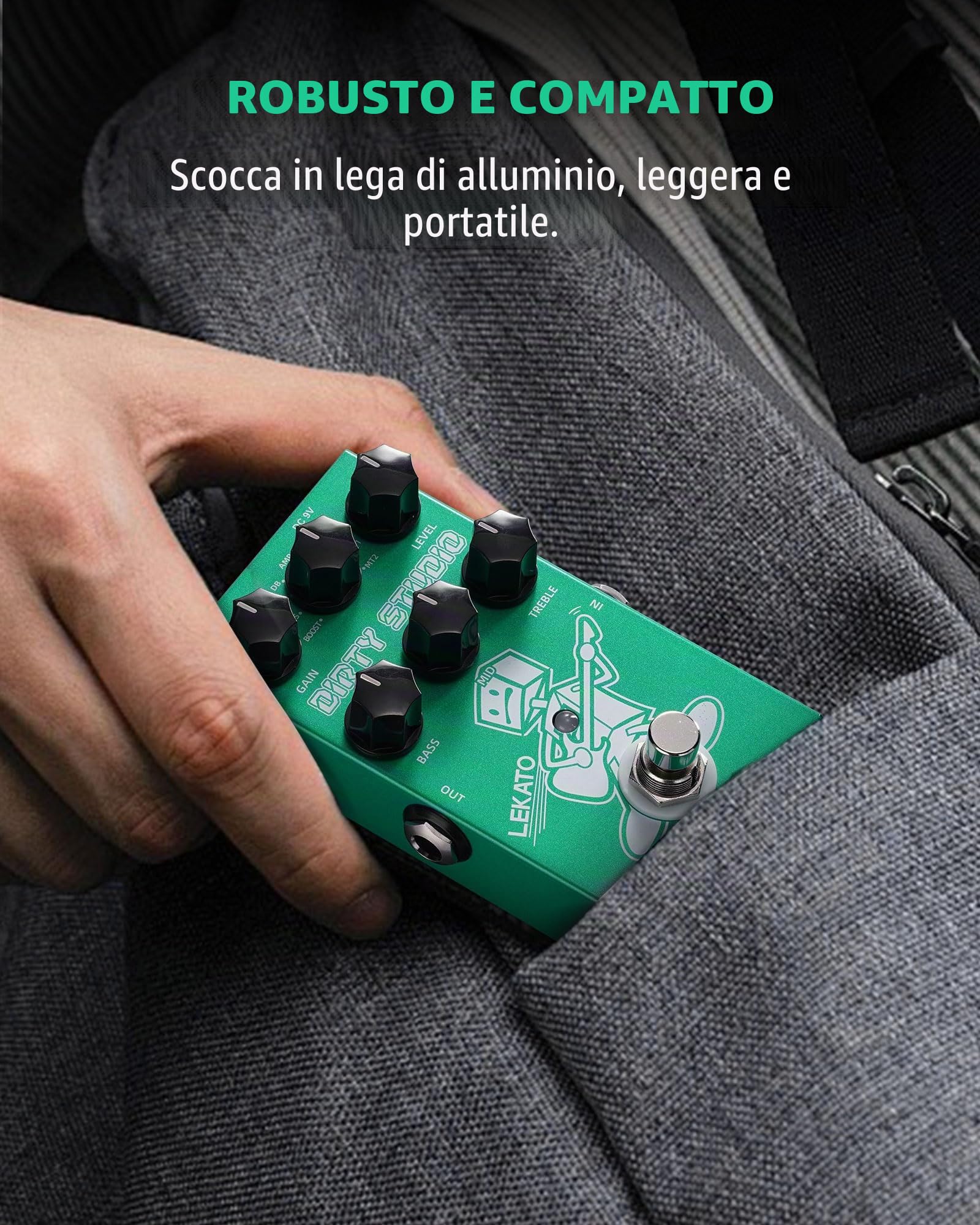 Pedale Distorsione Overdrive LEKATO Da Boost a Dist, Pedale effetto overdrive per chitarra con equalizzatore a 3 bande per chitarra elettrica