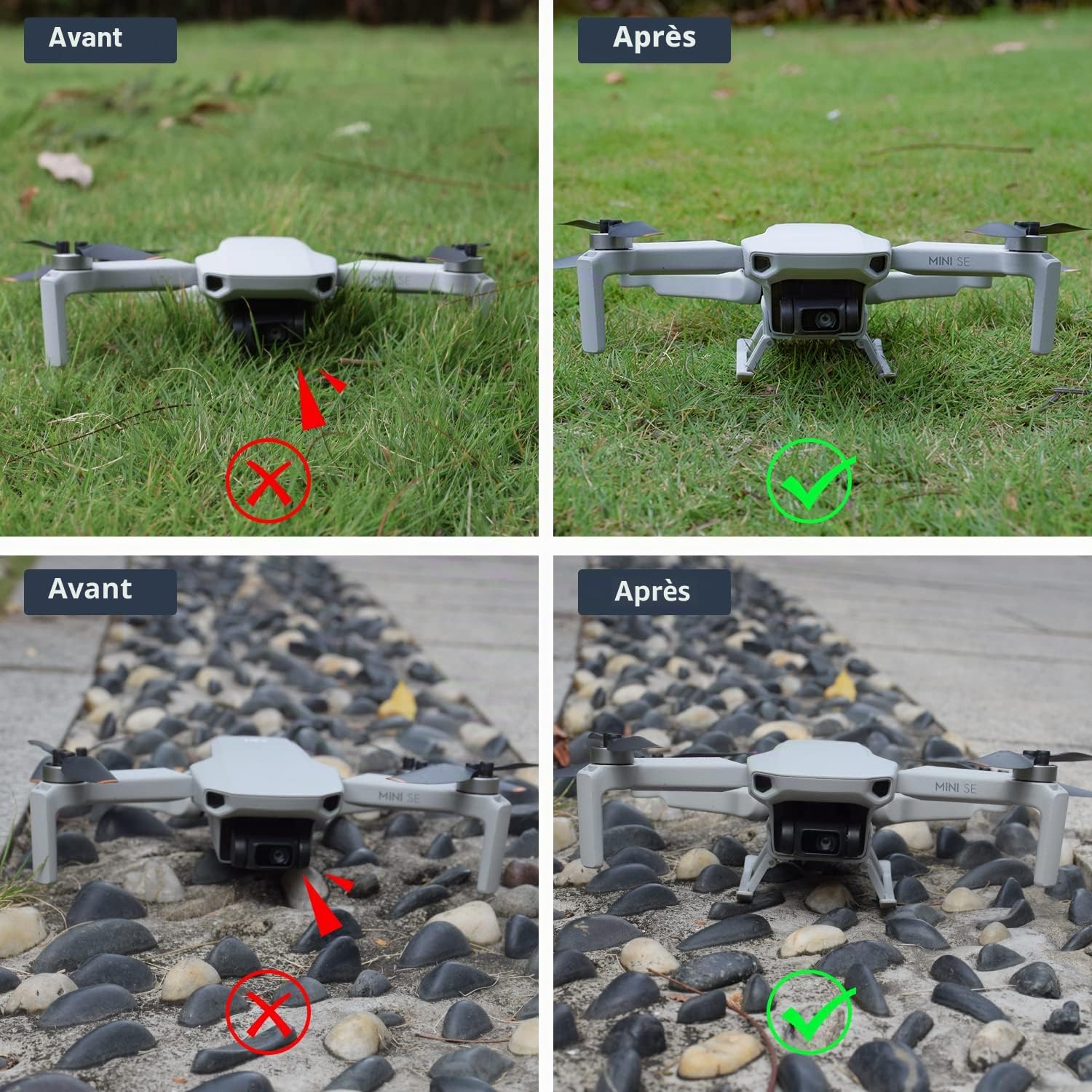 HeiyRC Extensions de train d'atterrissage pour DJI Mini 4K/Mini 2/Mini SE/Mavic Mini drone landing gear, accessoire de rallonge pliable pour les jambes en hauteur