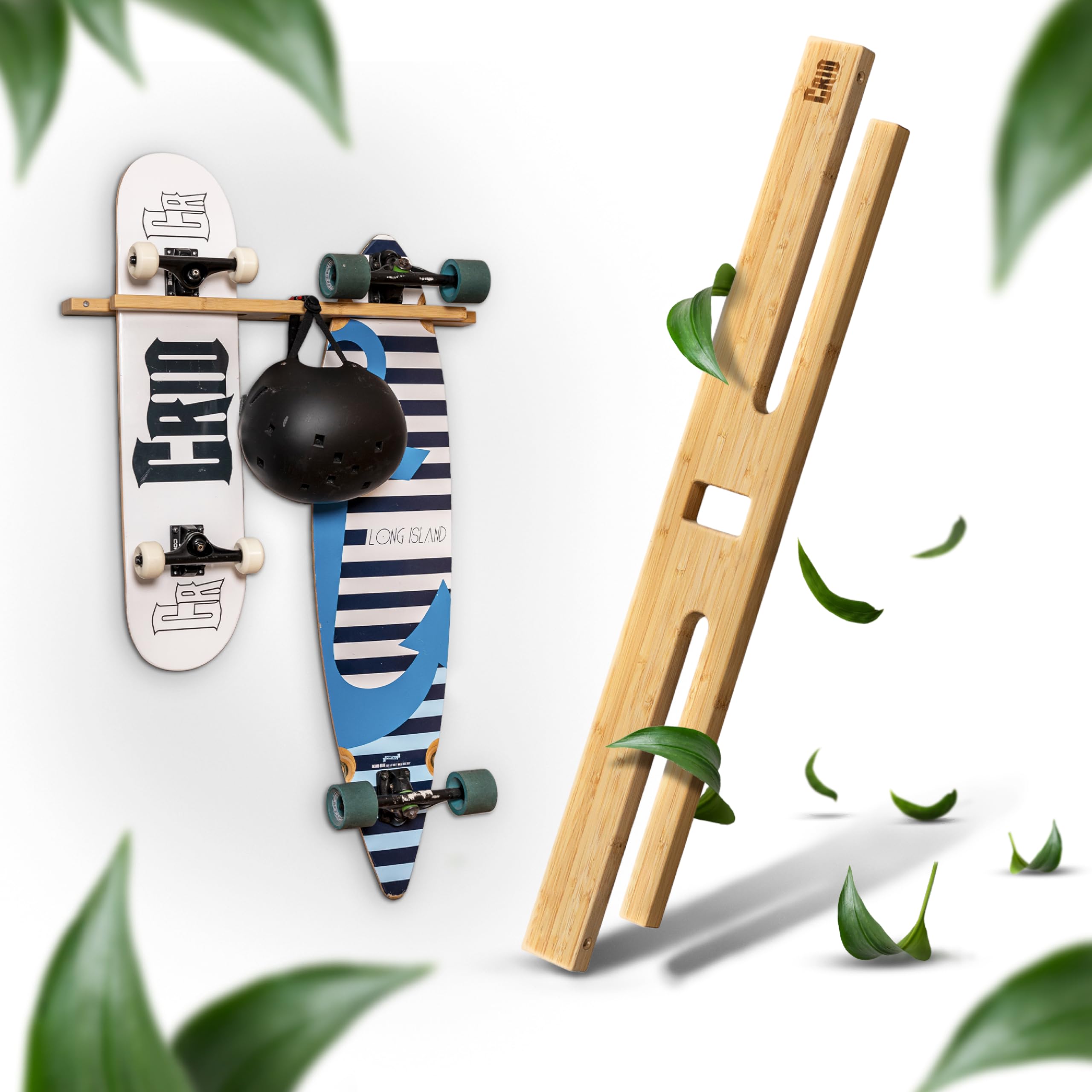 Supporto Parete Per Skateboard In Bambù CRID - Universale Per Longboard E Snowboard - Foto 8