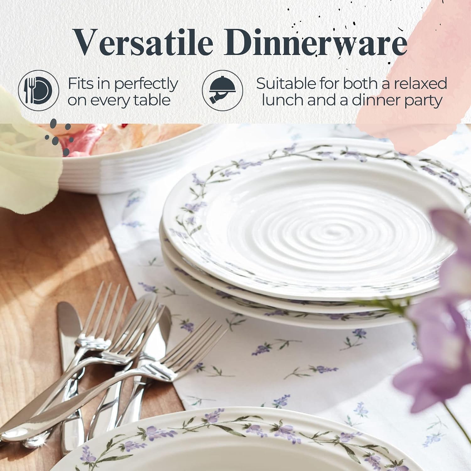 Portmeirion Sophie Conran Lavandula Dinner Plate - White