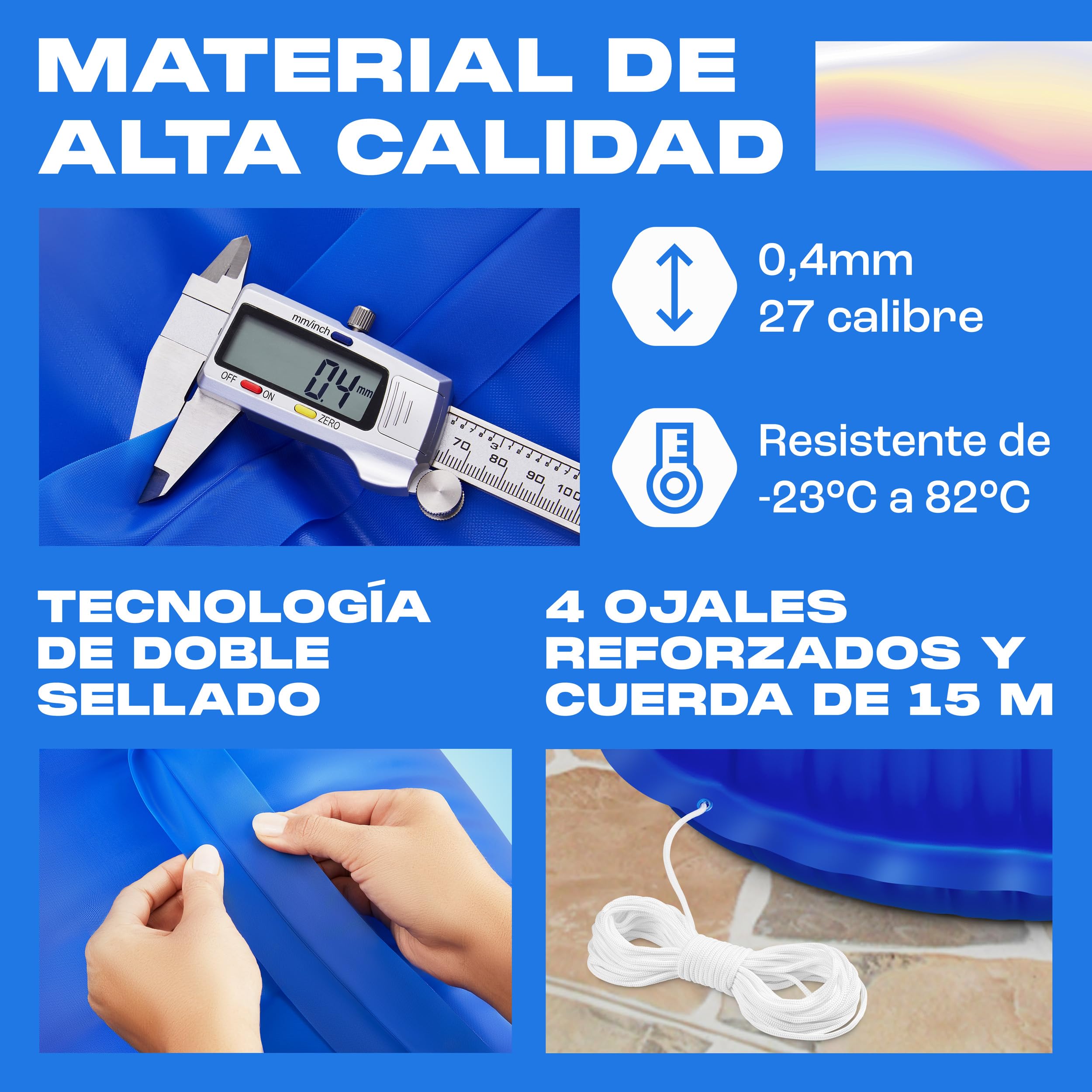 Yankee Pool Pillow para Piscinas sobre el Suelo, Almohadas de Piscina para Cerrar el Invierno, PVC Ultra Resistente 0,4 mm (Calibre 27) Ø300 cm