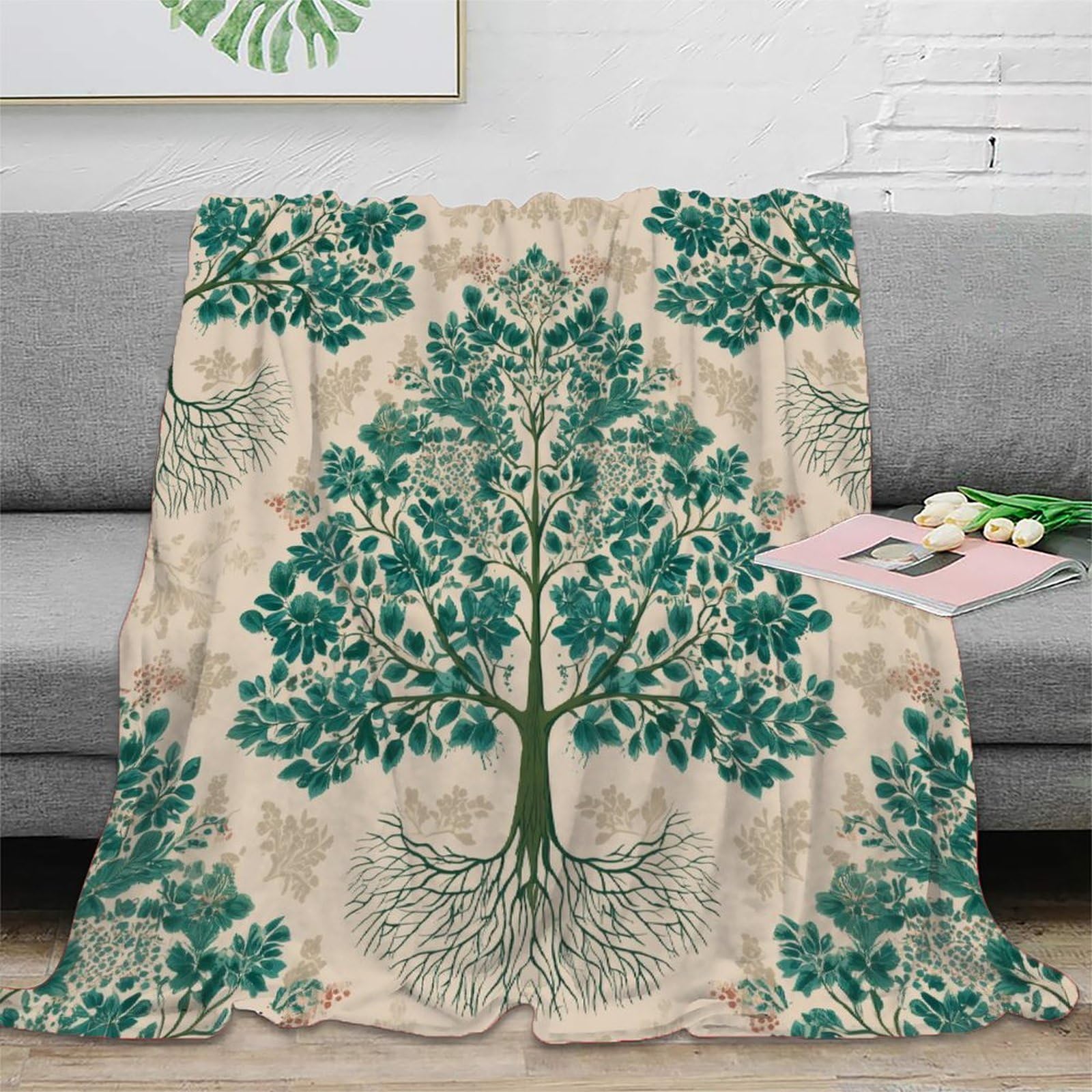 Tree Roots, Stile Medievale Manta Estampada 3D Colcha De Diseño Ropa De Cama De Microfibra Suave Y Cálida Sofá Ropa De Cama 80x90inch(200x230cm)