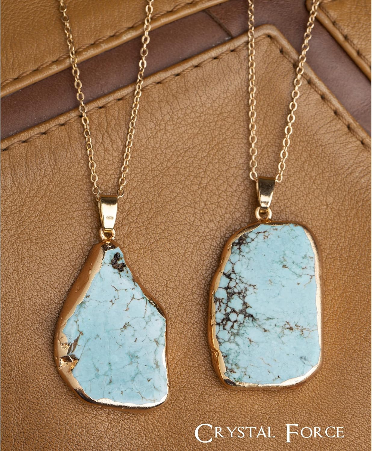 Turquoise Necklace Pendant 14K Gold Plated Genuine Irregular Gemstones,Natural Crystal Healing Handmade Gift Jewelry for Men Women - Image 4