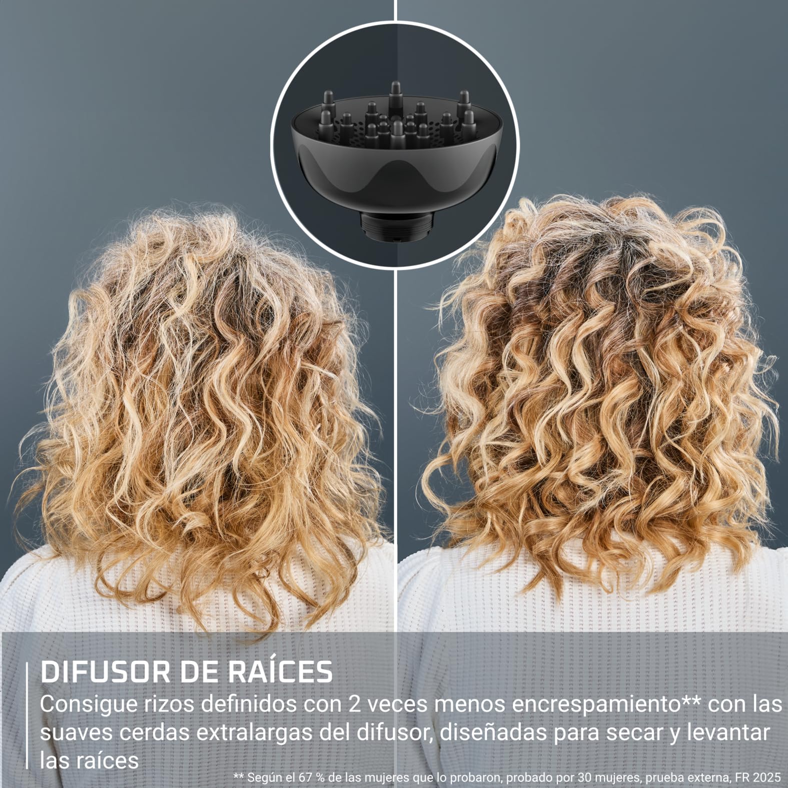 Rowenta Curl Harmony, Difusor de aire caliente, 3 en 1, Para cabellos rizado, Diseño ergonómico, 3 accesorios y neceser difusor de aire caliente CV7D30E0