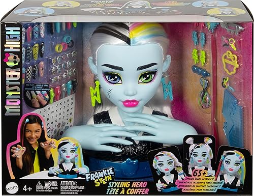 Miniatura 6 de Monster High Frankie Stein - Cabeza de muñeca para peinar el cabello con más de 65 accesorios, incluyendo uñas para usar y compartir, lazos para el