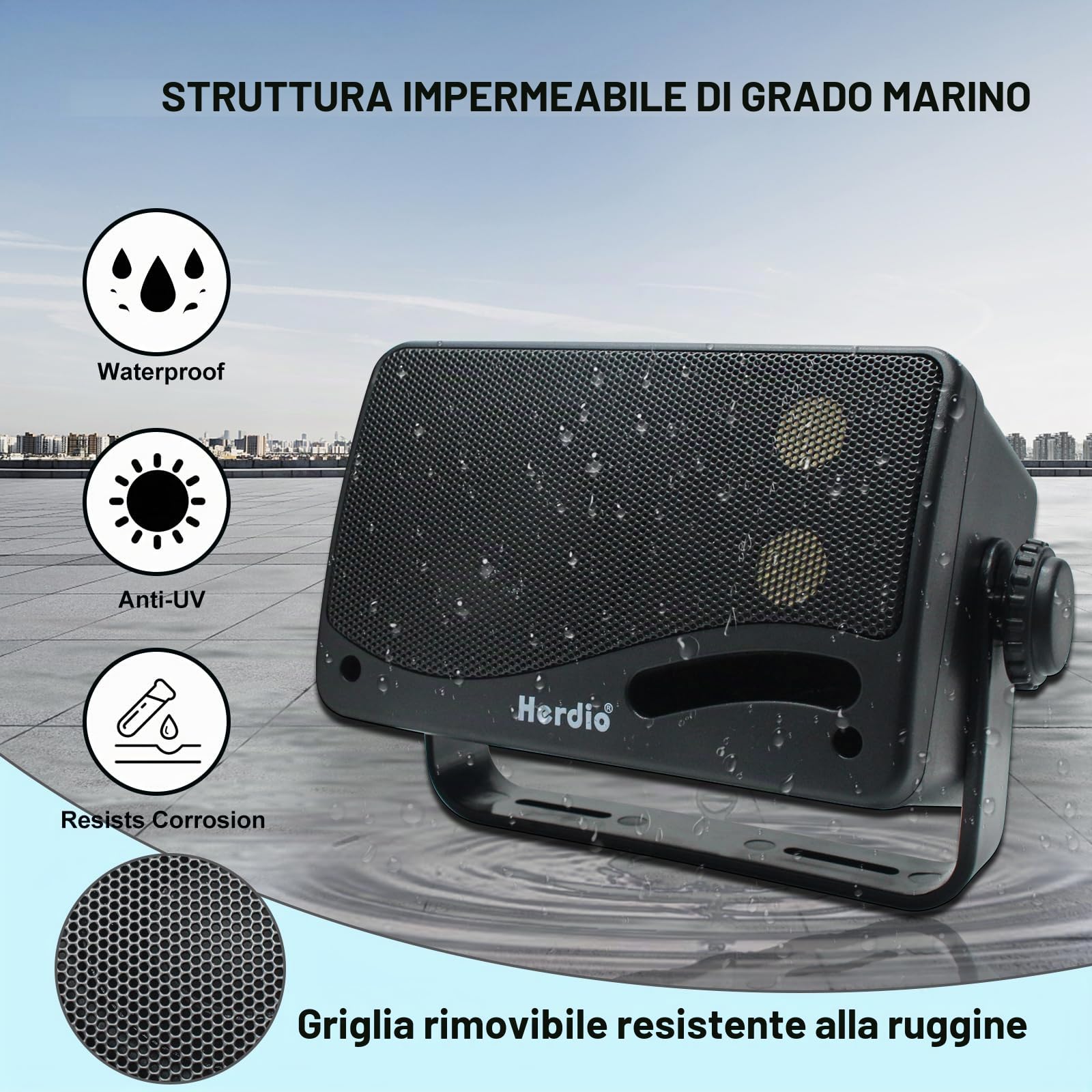 Herdio 3,5 Pollice Altoparlanti da Esterno 200Watt Diffusori Cablato All-Weather Coppia Nero
