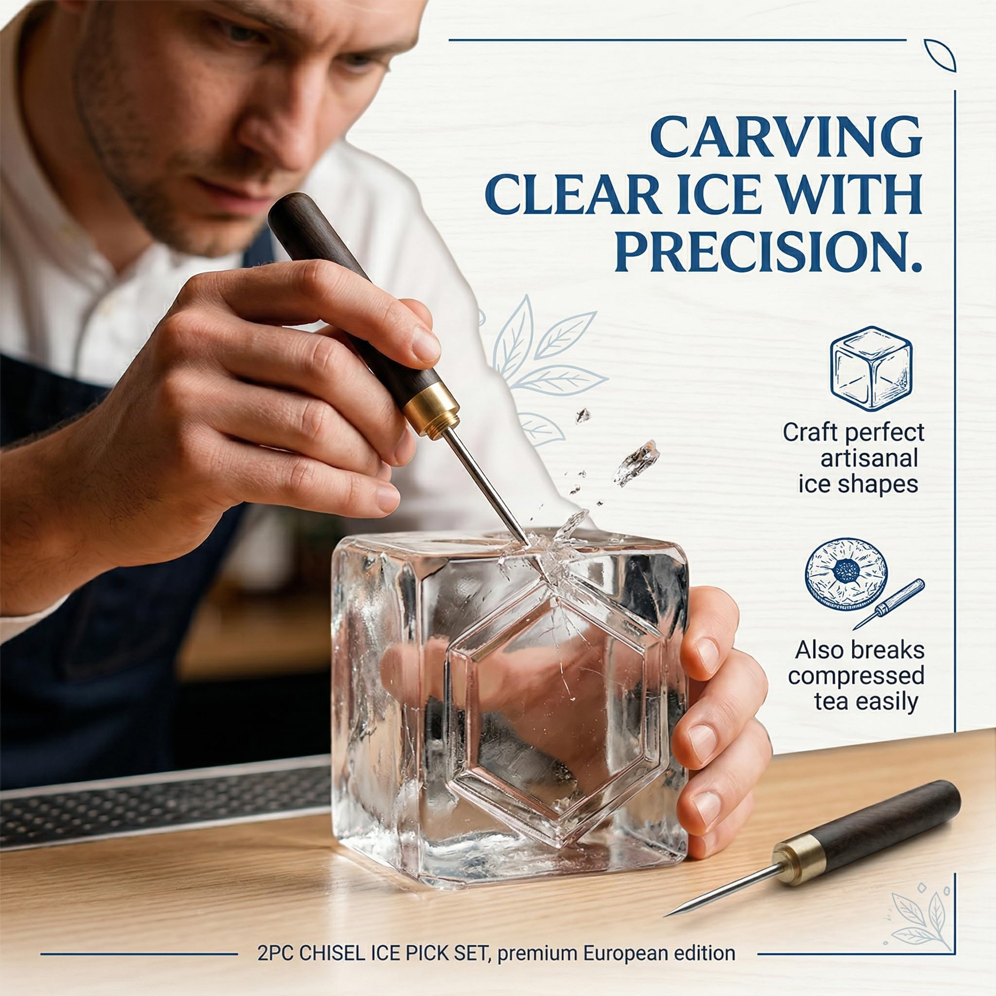 Punteruolo da Tè Set 2 pz (Piccolo & Grande) Manico Ebano Punta Metallo – Ideale per Tè Puerh, scioglie le foglie con precisione per un gusto autentico.