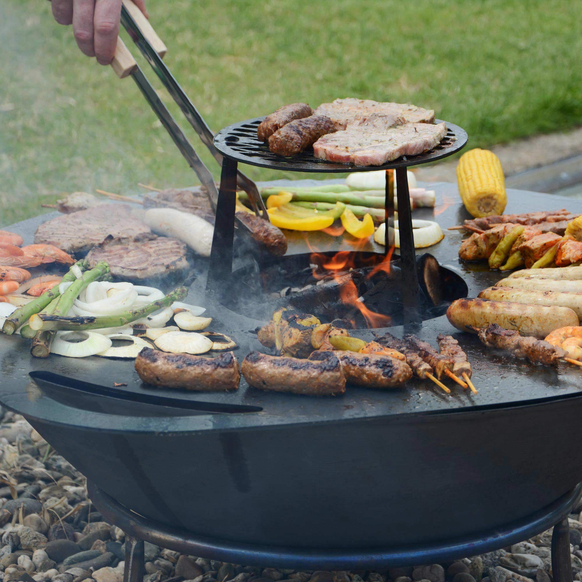 UNUS Plaque de grillage ronde, plaque de Barbecue en acier, plancha à grillades, plat de cuisson diamètre 80cm