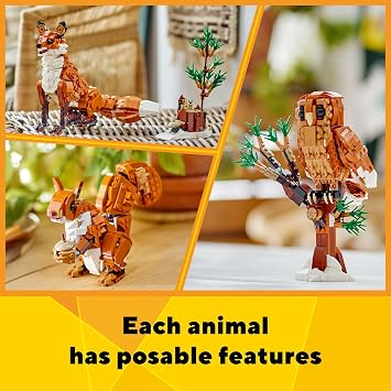 LEGO Creator 3 in 1 Forest Animals Red Fox Toys - Building Toys for Kids, Boys & Girls, Ages 9+ W/ 3 Building Options into Fox, Owl, or Squirrel - Gift for Birthdays - 31154