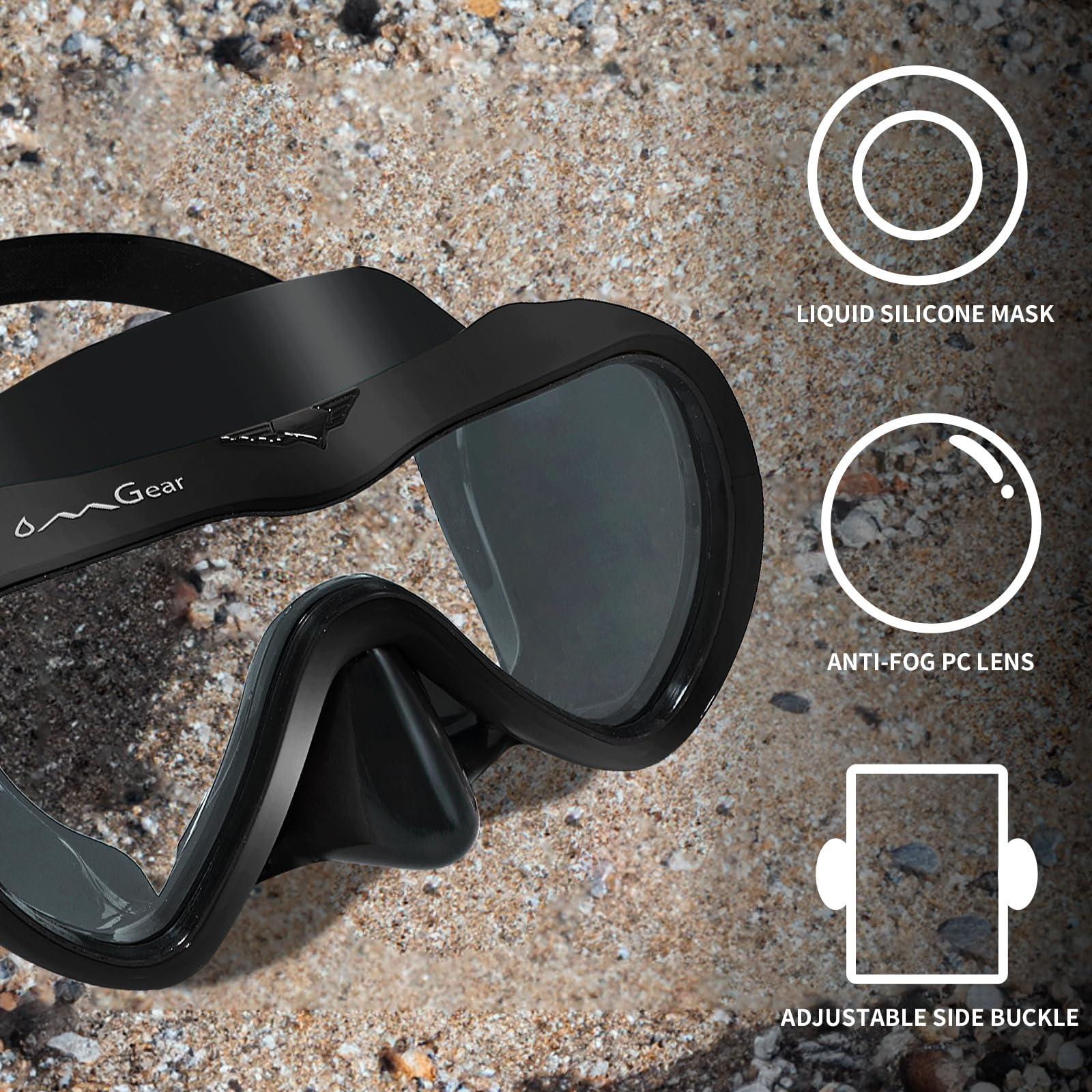 OMGear Máscara de buceo, equipo de esnórquel, máscara de esnórquel para niños y adultos, gafas de natación de silicona con cubierta de nariz para buceo, pesca submarina, correa de neopreno resistente