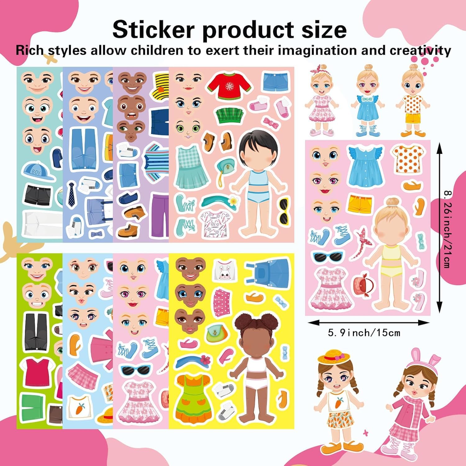 24 Sheets Make a Face & Dress Up Stickers for Kids - Create Silly Faces & Costumes, Make a Face and Dress Up - Image 3