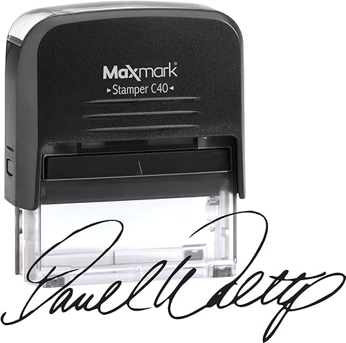 MaxMark Sello de firma - Sello autoentintado de gran tamaño personalizado con tu firma
