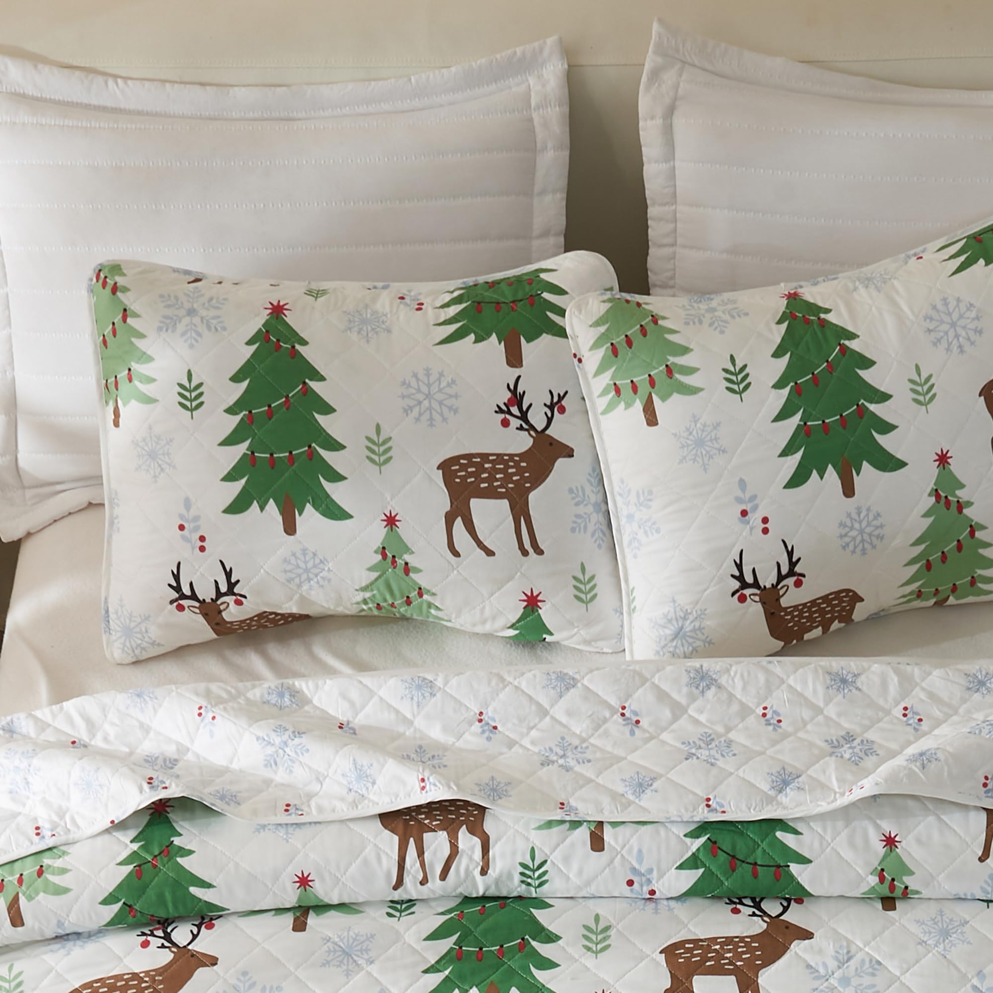 Great Bay Home Set copripiumino natalizio con federe, reversibile, motivo festivo, collezione Holly (King)