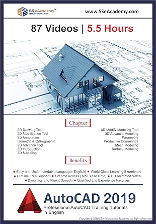 Professional AutoCAD 2019 training Tutorial in English (6 Hr-87 Videos)