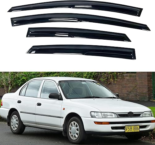 Miniatura 82 de IG - Visera para ventana de automóvil, protector contra la lluvia, el sol y el viento, con cinta adhesiva, deflector extraduradero para ventana