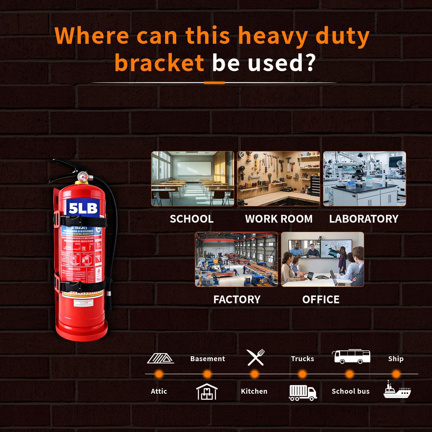2 PCS Fire Extinguisher Wall Mount Bracket, Heavy Duty Quick Release Metal Holder for 5 lb Extinguishers