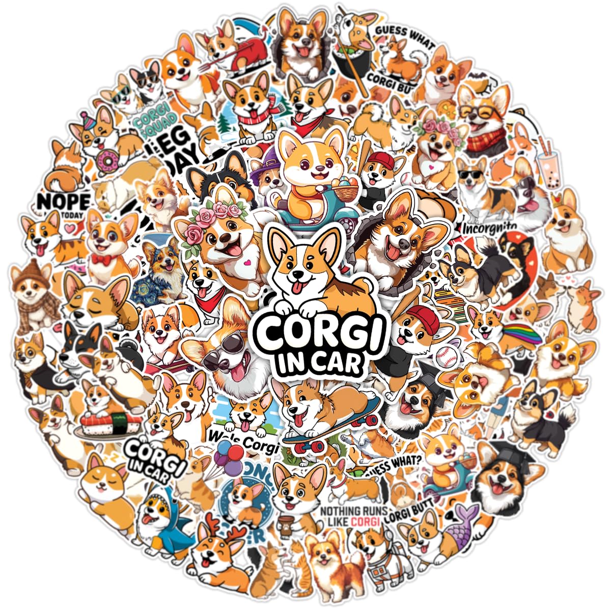 64pcs Pembroke Welsh Corgi Dog Stickers Gifts Waterproof Decals for Water Bottles Laptop Luggage Computer Scrapbooking Teens Adults Girls Kids Funny