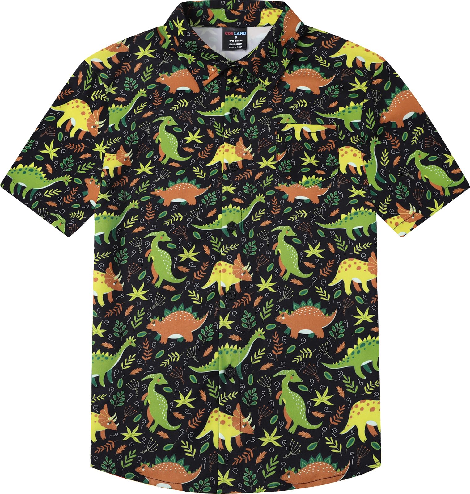 COSLAND Boys' 4th of July Button Down Shirt Kids' American Flag Hawaiian Shirt, X-Small-Large