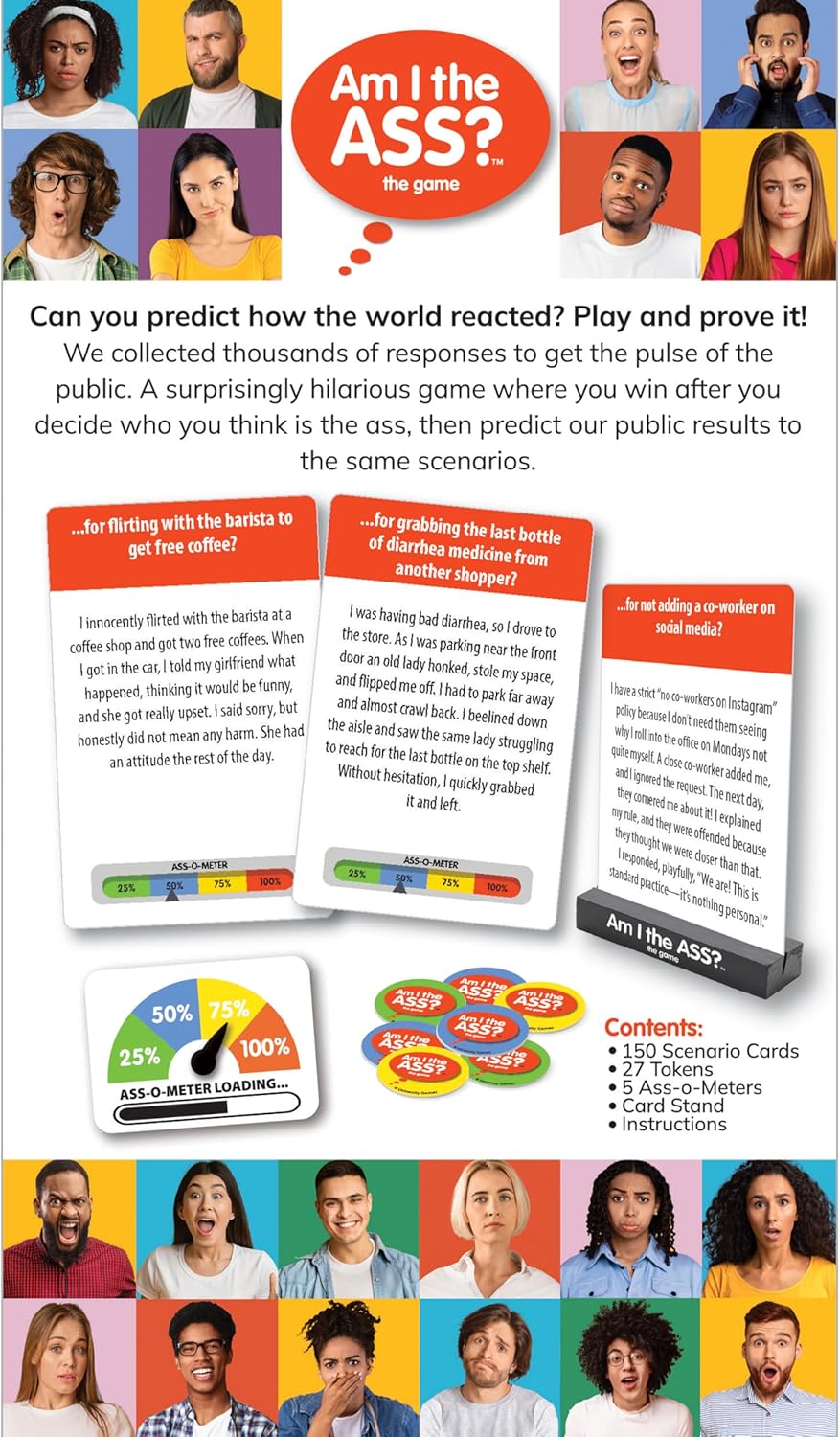 Am I The A? – Adult Party Game That Ignites Debates & Laughter, Perfect for Game Nights, Parties & Gifts, 250 New Scenarios Polled by 500 Real People