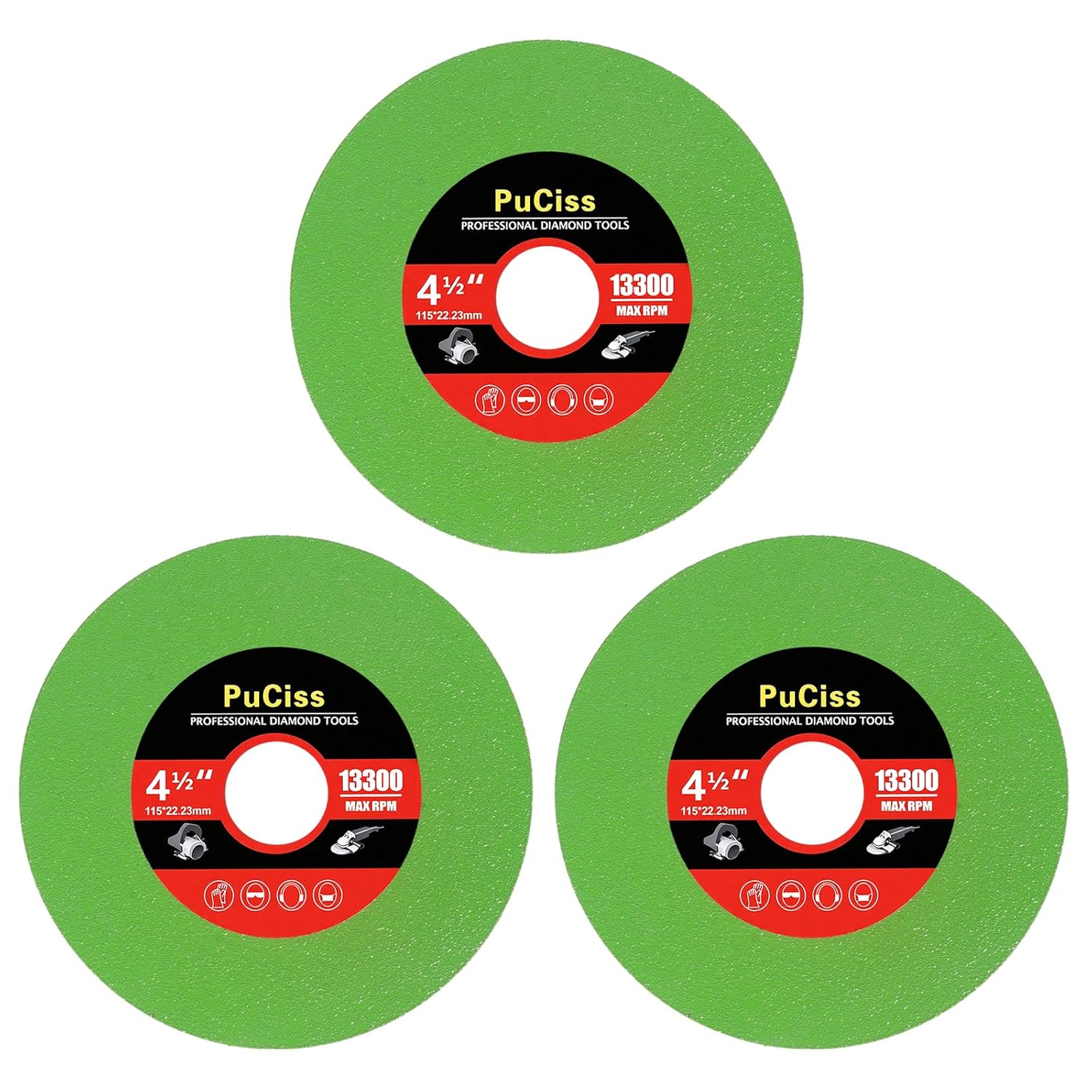 4-1/2 Inch Glass Cutting Disc for Angle Grinders, Diamond Saw Blades Wheel Multi-Material for Grinding Ceramic, Crystal, Tile, Wine Bottle, 7/8" Arbor - 3 Pack