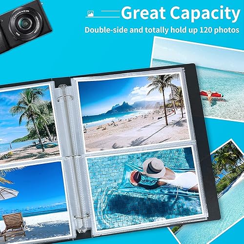 Miniatura 3 de Paquete de 30 fundas de fotos para carpeta de 3 anillas (5 x 7, para 120 fotos), protectores de páginas de fotos de 5 x 7 pulgadas, páginas de