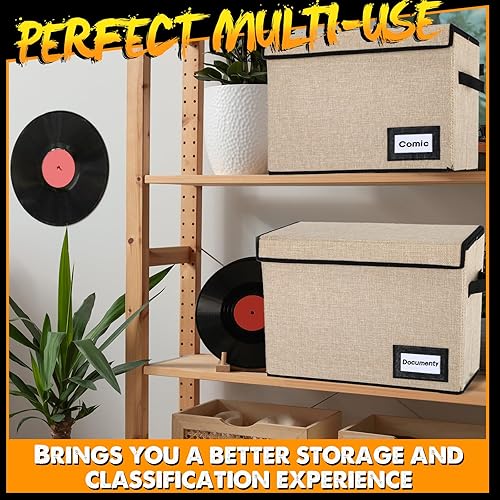 Miniatura 9 de Chuangdi 6 cajas de almacenamiento de cómics, caja corta plegable de cómic con tapa, contenedor de 15.8 x 7.9 x 11.4 pulgadas con capacidad para 150