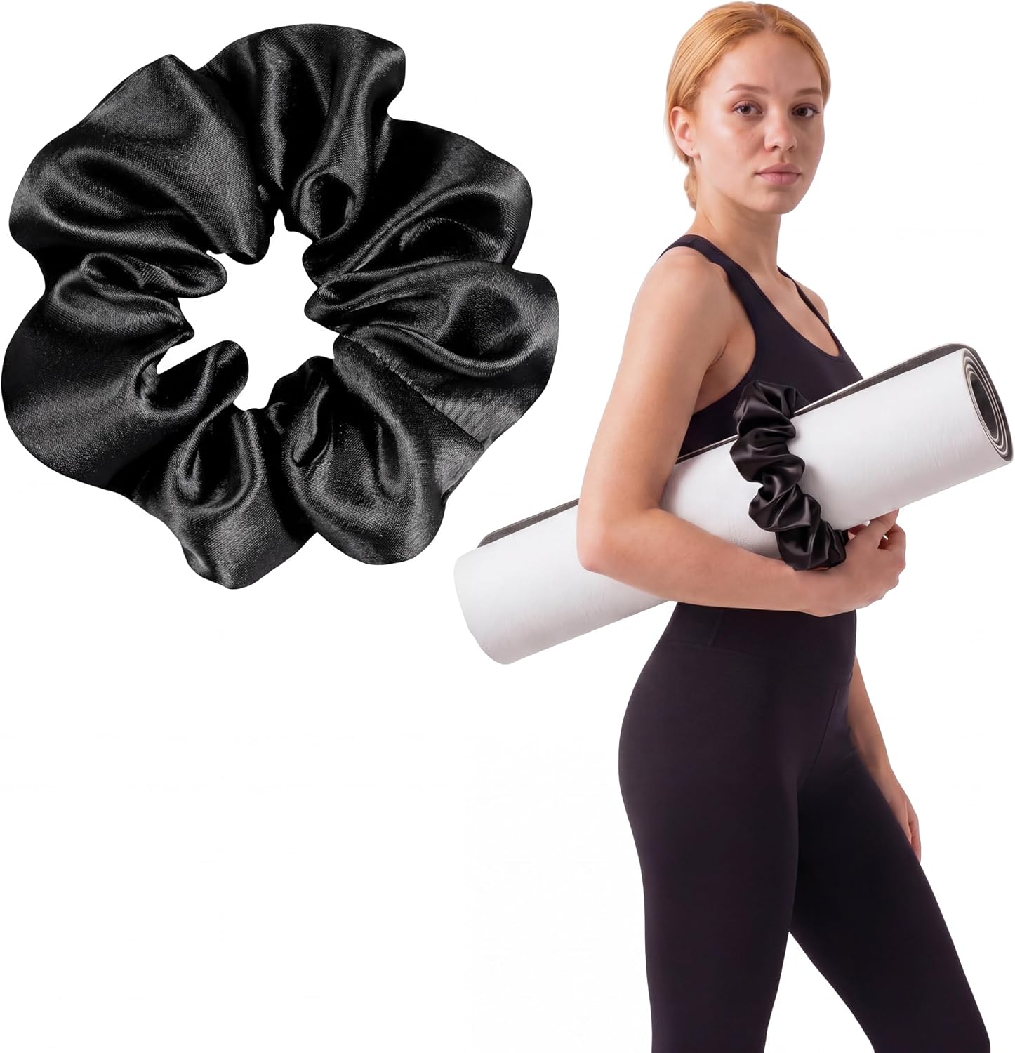 Yoga Mat Scrunchie Holds Your Mat in Style Satin Elastic Strap Band Durable and Elasticity Fabric Fits All Standard Yoga Mats
